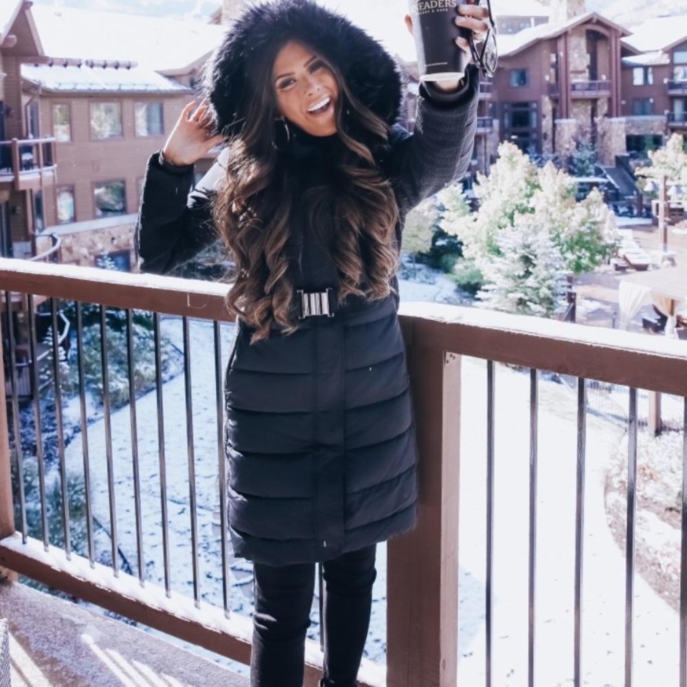 Express belted puffer size xs
